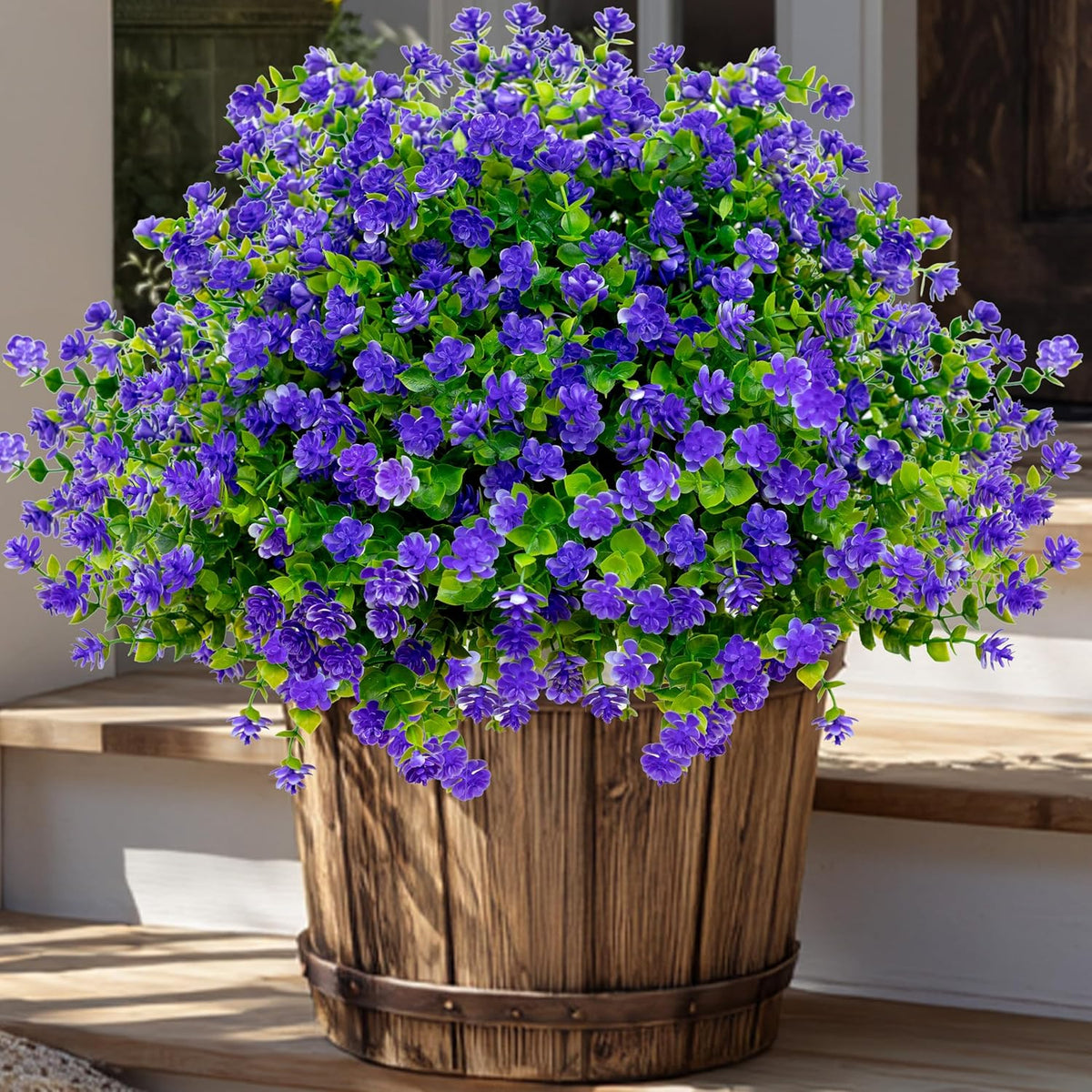 Artificial Fall Flowers Outdoor Fake Mums - 12 Bundles Fake Plants UV Resistant No Fade Faux Plastic Greenery Garden Porch Patio Fall Home Decor(OrangeGreen)