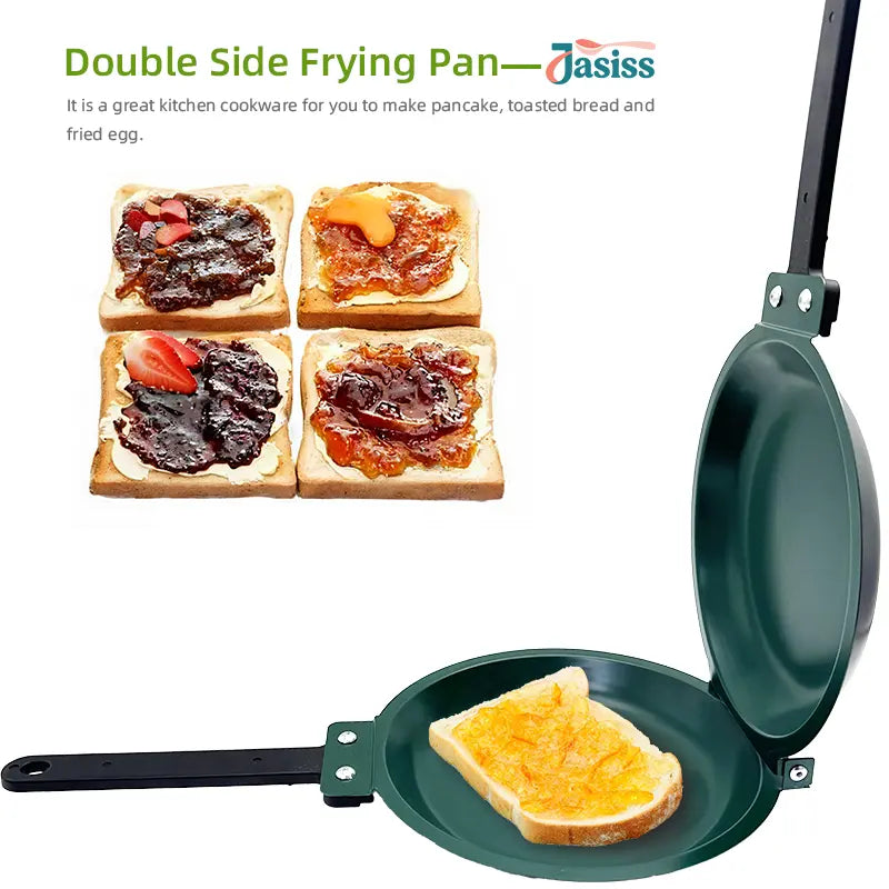 Double-Sided Non-Stick Round Pan Skillet for Omelets, Pancakes, and Camping Meals
