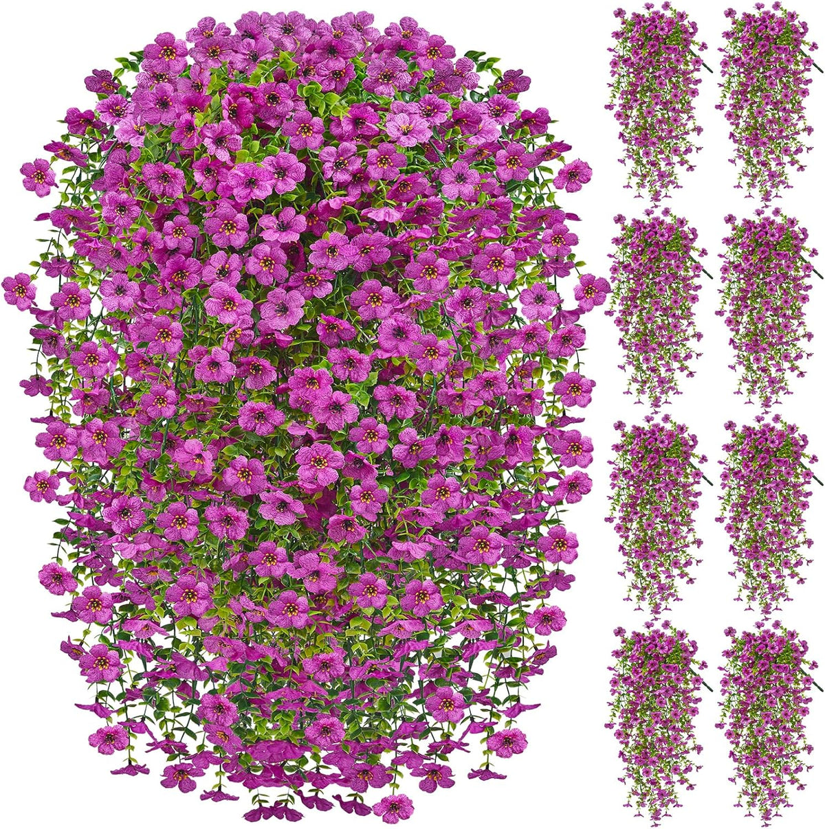 Artificial Hanging Flowers for Outdoors, 4 Pcs UV Resistant Artificial Outdoor Flowers, Silk Flowers for Outside Patio Porch Front Yard Window Garden Indoor Decor (Spring Color, 4 Pcs)
