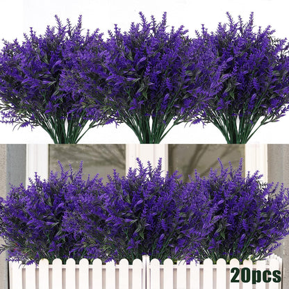 Outdoor Artificial Plant UV Resistant Fake Stems Plants, Faux Plastic Greenery for Indoor and Outdoor Hanging Plants Garden Porch Window Box Home Wedding Farmhouse Outdoor Decorations for Patio (Fuchsia)