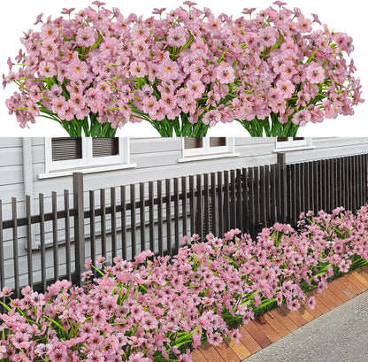 21 Bundles Artificial Outdoor UV Resistant Flowers No Fade Fake Outside Flowers Plastic Greenery Faux Shrubs Garden Porch Window Box Home Decoration(Purple)