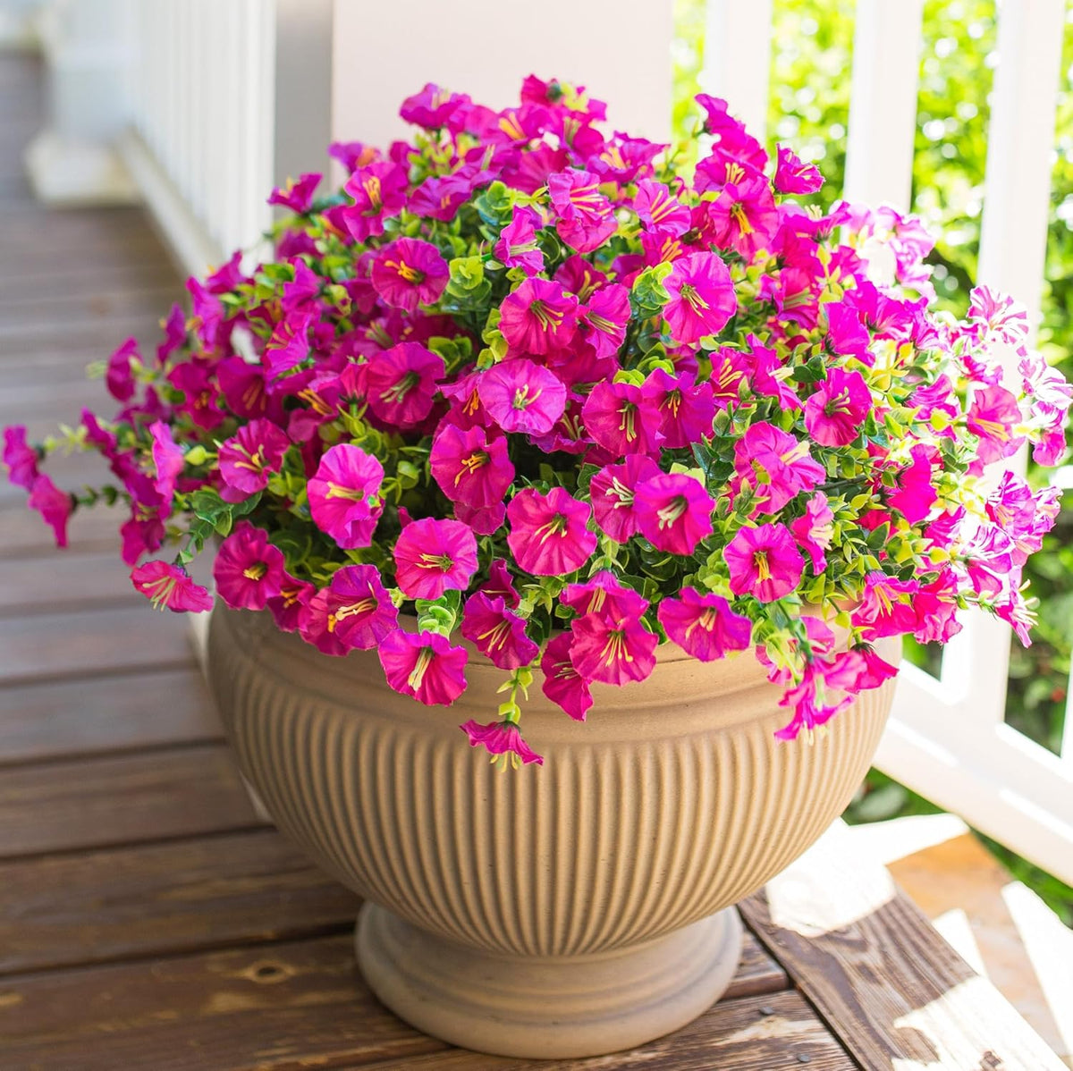 HyeFlora Artificial Flowers for Outdoors Fake Plants Outside Decoration, 12 Bundles Silk Purple Morning Glory UV Resistant Look Real Faux Flowers for Planter Front Door Porch Patio Yard Gardens Home