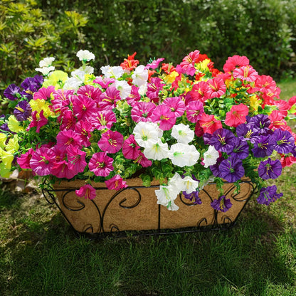 HyeFlora Artificial Flowers for Outdoors Fake Plants Outside Decoration, 12 Bundles Silk Purple Morning Glory UV Resistant Look Real Faux Flowers for Planter Front Door Porch Patio Yard Gardens Home