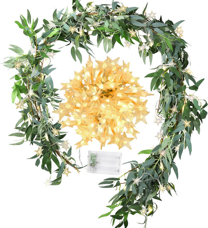 FiveSeasonStuff Artificial Natural Green Willow Garlands, Bendable Greenery Vine Leaves for Wedding Home Decoration (2 Pcs, 11.8 feet)