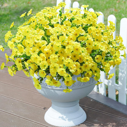 Artificial Flowers Fake Plants for Outdoors Decoration, 12 Bundles Silk Morning Glory with Eucalyptus Realistic UV Resistant Faux Flowers for Outside Planter Porch Yard Patio Garden Home Indoor, Mix