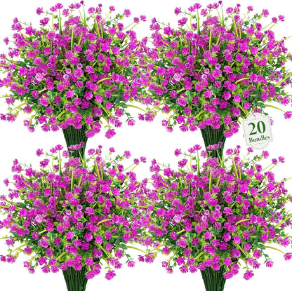 20 Bundles Artificial Flowers for Outdoors Fake Plastic Flowers UV Resistant Realistic Faux Plants Shrubs for Spring Summer Garden Porch Yard Patio Planter Window Box Home Decor, Mixedcolor