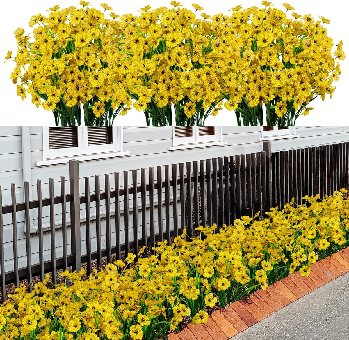 21 Bundles Artificial Outdoor UV Resistant Flowers No Fade Fake Outside Flowers Plastic Greenery Faux Shrubs Garden Porch Window Box Home Decoration(Purple)