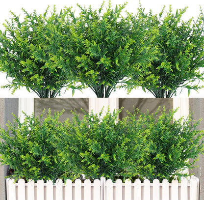 Outdoor Artificial Plant UV Resistant Fake Stems Plants, Faux Plastic Greenery for Indoor and Outdoor Hanging Plants Garden Porch Window Box Home Wedding Farmhouse Outdoor Decorations for Patio (Fuchsia)