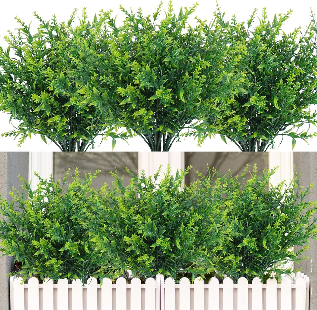 Outdoor Artificial Plant UV Resistant Fake Stems Plants, Faux Plastic Greenery for Indoor and Outdoor Hanging Plants Garden Porch Window Box Home Wedding Farmhouse Outdoor Decorations for Patio (Fuchsia)