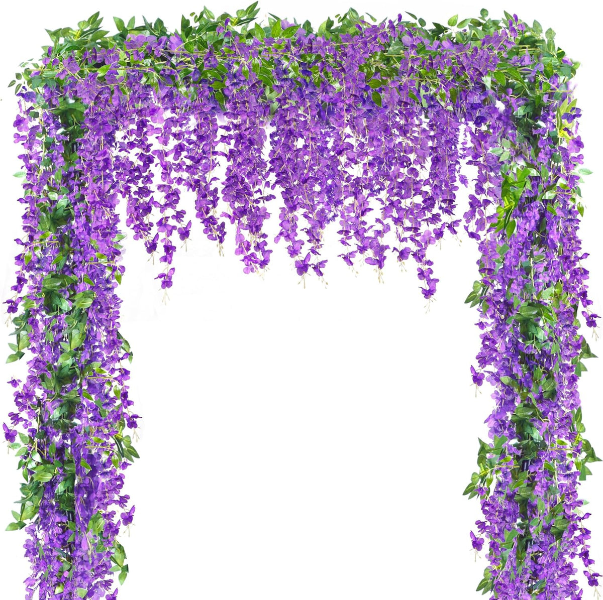 Sggvecsy 6Pcs Wisteria Garland Artificial Flowers Garland Fake Hanging Wisteria Vines Rattan Silk Hanging Flower Vines for Home Garden Outdoor Wedding Arch Party Ceremony Total 35.4Ft (Purple)