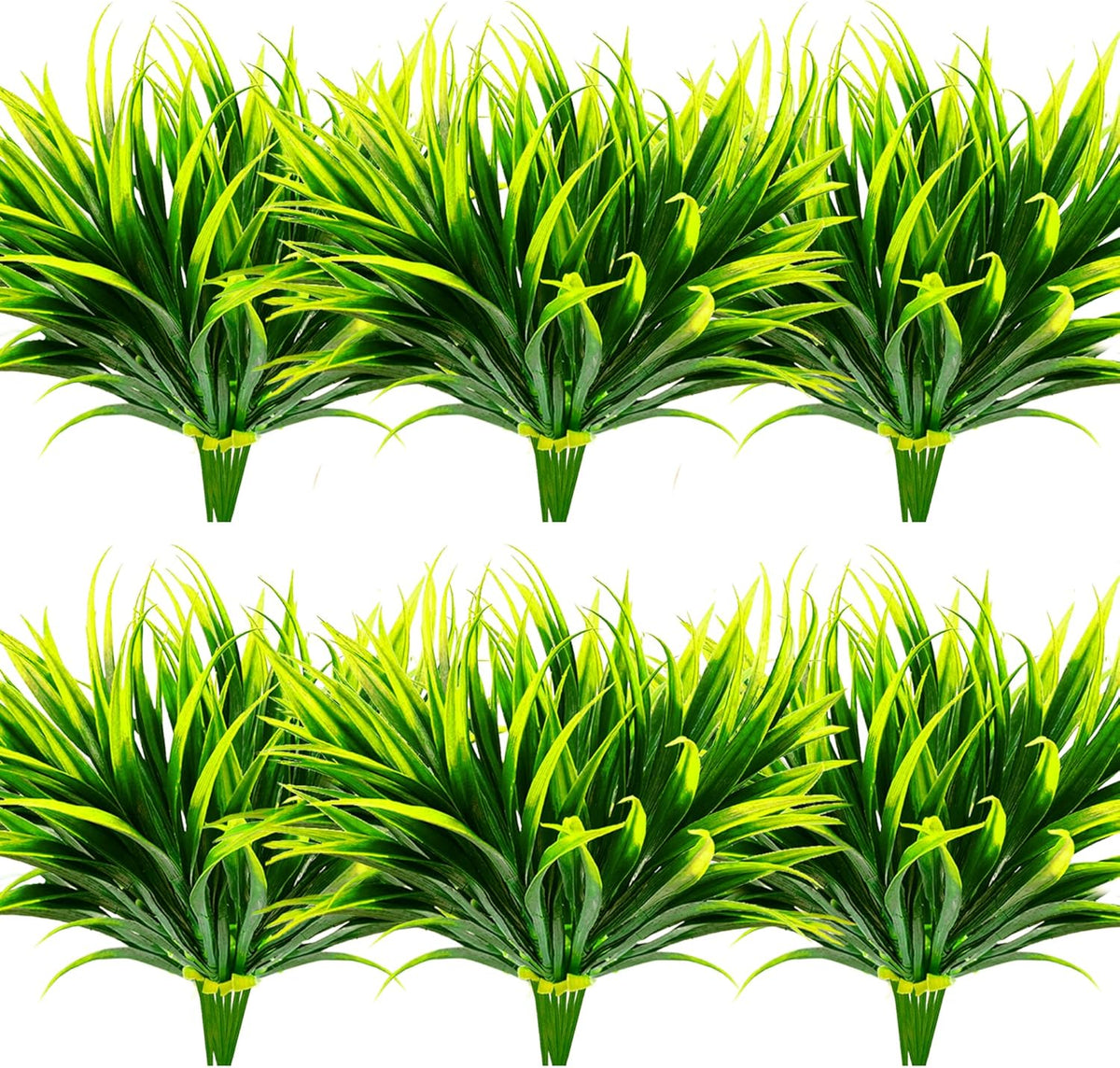 8 Bundles Artificial Plants Bushes Outdoor UV Resistant Fake Flowers Grass Bulk Faux Plastic Greenery for Fall Winter Summer Outside Window Box Planter Front Porch Yard Floral Arrangements