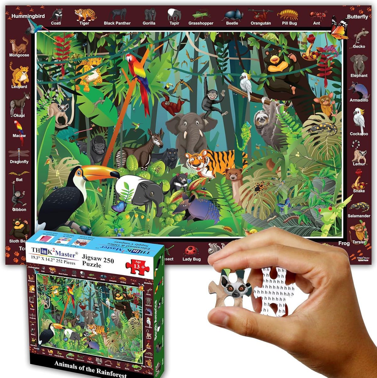Colorful Dinosaurs 250 Pieces Jigsaw Puzzle for Kids and Adults, 14.2” X 19.3”