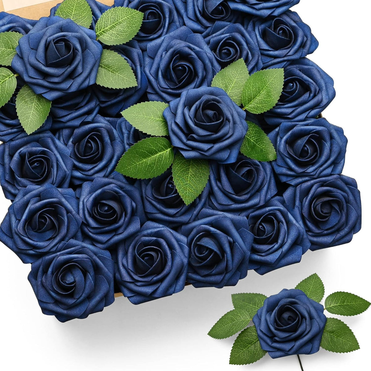 Mocoosy 50Pcs Rose Artificial Flowers, Lavender Fake Roses for Decorations, Purple Foam Fake Flowers with Stem for DIY Wedding Bouquet Bridal Shower Mother's Day Floral Arrangement Party Home Decor