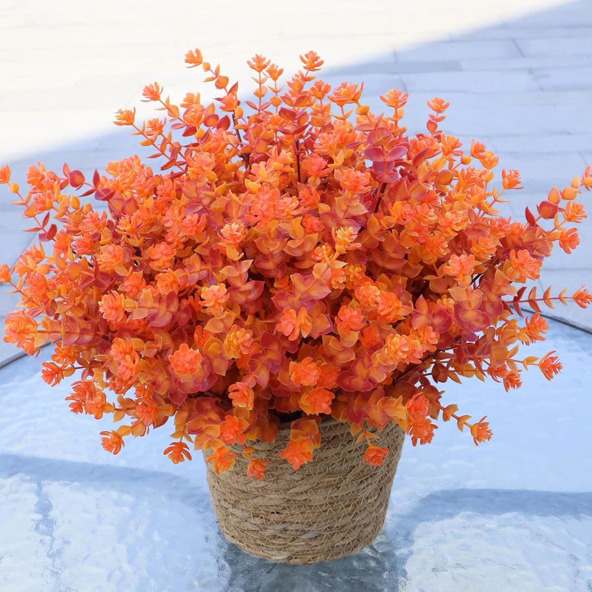 Artificial Flowers for Outdoors, 12 Bundles UV Resistant Realistic Faux Plants for Outside Porch Planter, Spring Summer Home Garden Decoration, Blue