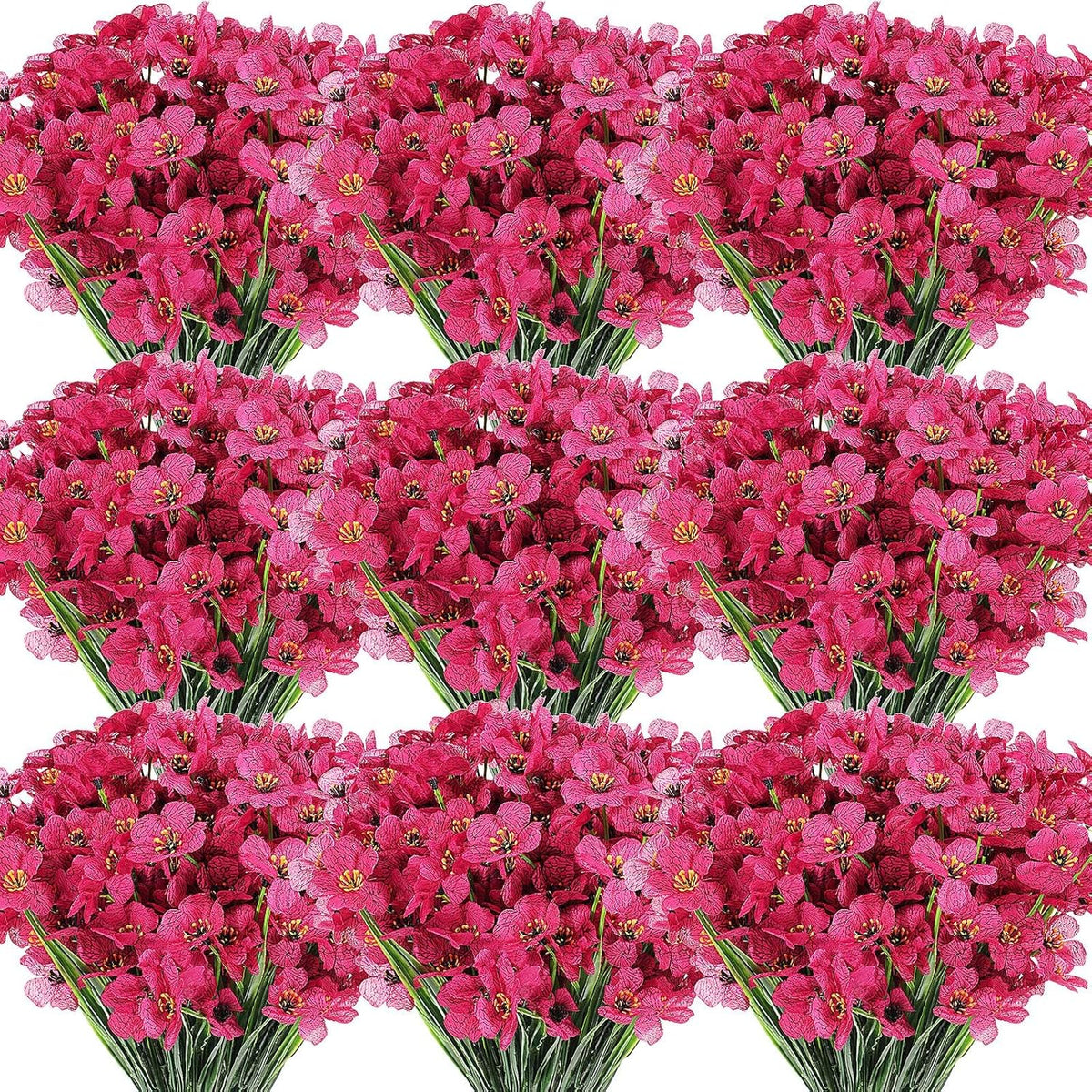 Lyrow 100 Bundles Violet Artificial Flowers, UV Resistant Faux Flowers Outdoor, Faux Silk Flowers, Fake Violet Flowers Bulk for Front Porch Hanging Garden Courtyard Farmhouse Home(Classic Colors)