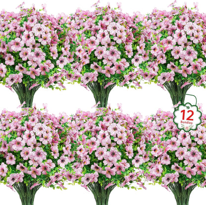 Ouddy Decor 24 Bundles Artificial Flowers for Outdoors Fake Silk Flowers UV Resistant Faux Plastic Plants for Spring Summer Garden Porch Window Box Table Vase Home Indoor Outdoor Decoration, Yellow