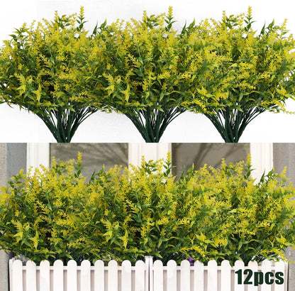 Outdoor Artificial Plant UV Resistant Fake Stems Plants, Faux Plastic Greenery for Indoor and Outdoor Hanging Plants Garden Porch Window Box Home Wedding Farmhouse Outdoor Decorations for Patio (Fuchsia)