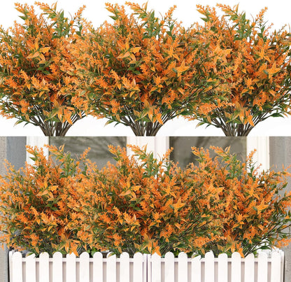Outdoor Artificial Plant UV Resistant Fake Stems Plants, Faux Plastic Greenery for Indoor and Outdoor Hanging Plants Garden Porch Window Box Home Wedding Farmhouse Outdoor Decorations for Patio (Fuchsia)