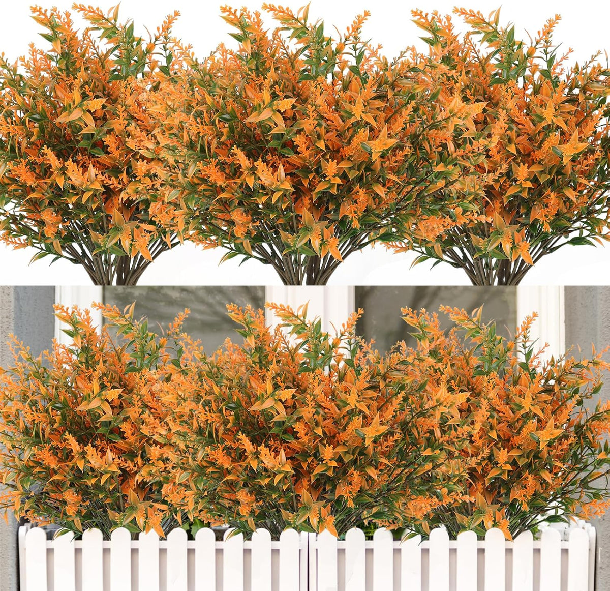 12 Bundles Artificial Lavender Flowers - UV Resistant Outdoor Fake Plants for Garden and Porch Decor