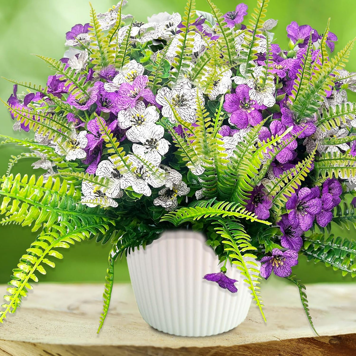 14 Pcs Artificial Flowers Outdoor UV Resistant Fake Flower for Outside Faux Greenery Plant Planter Plastic Flowers - No Maintenance Outdoor Faux Flowers for Porch Garden Home Decor (Mix 4)