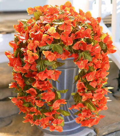 HyeFlora Bougainvillea Artificial Hanging Flowers Plants for Outdoors Decoration, 2 Pcs Fake Flowers Silk Bougainvillea Vines Realistic UV Resistant Faux Flowers for Outdoor Planters Porch Patio, Mix