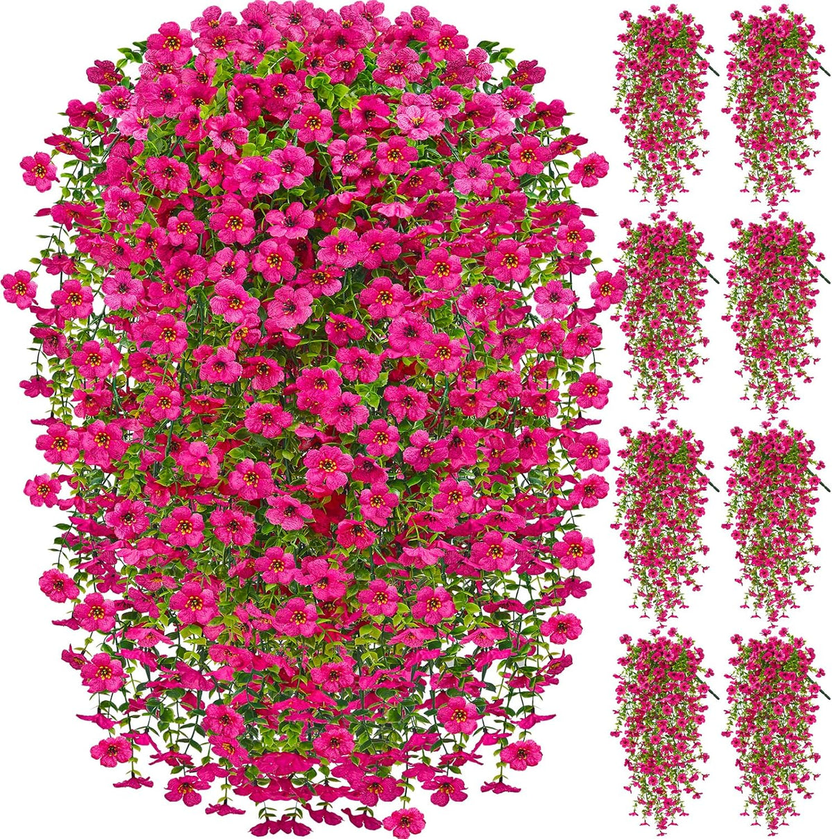 Artificial Hanging Flowers for Outdoors, 4 Pcs UV Resistant Artificial Outdoor Flowers, Silk Flowers for Outside Patio Porch Front Yard Window Garden Indoor Decor (Spring Color, 4 Pcs)
