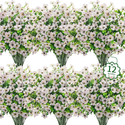 Ouddy Decor 24 Bundles Artificial Flowers for Outdoors Fake Silk Flowers UV Resistant Faux Plastic Plants for Spring Summer Garden Porch Window Box Table Vase Home Indoor Outdoor Decoration, Yellow