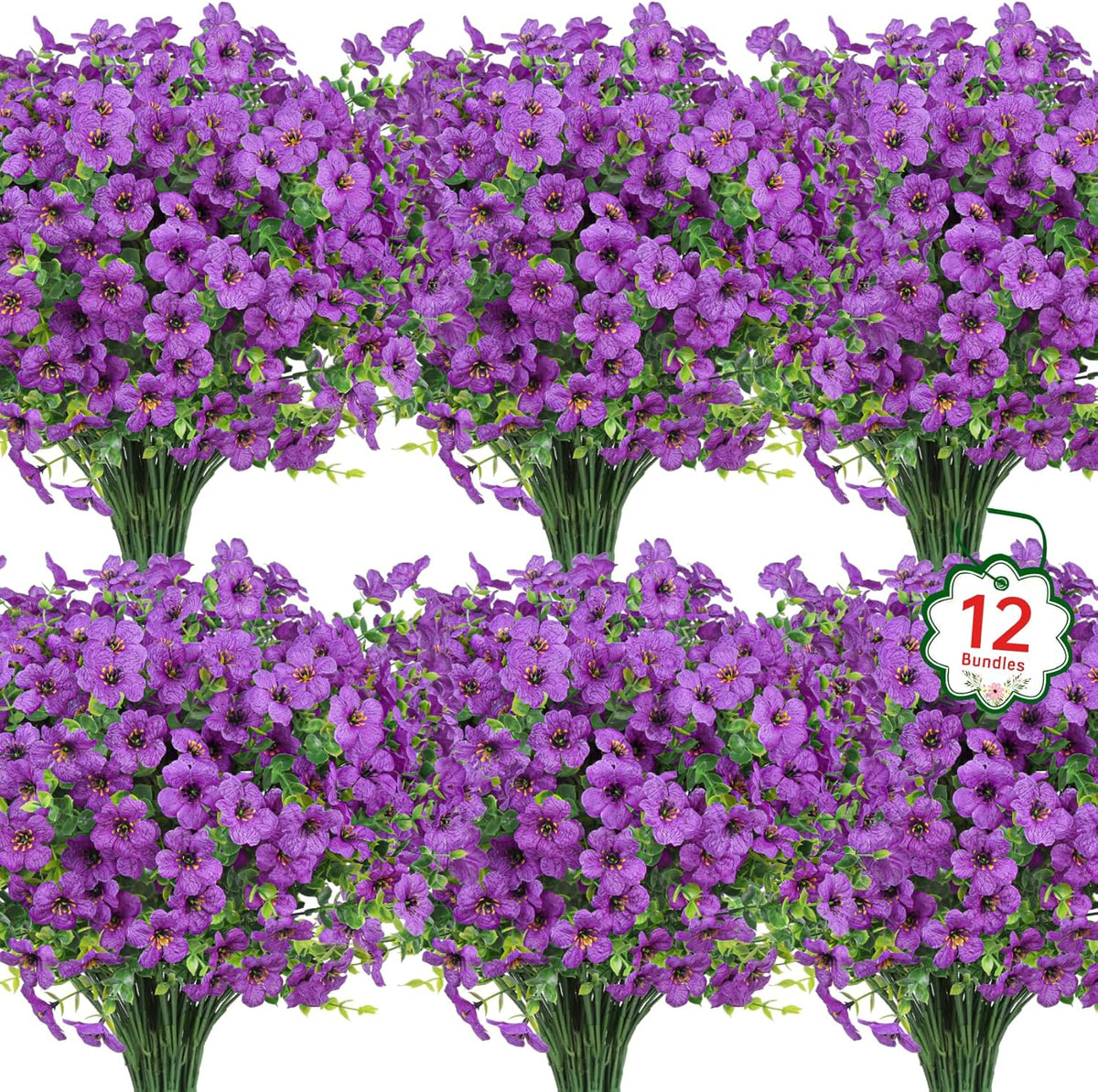 Ouddy Decor 24 Bundles Artificial Flowers for Outdoors Fake Silk Flowers UV Resistant Faux Plastic Plants for Spring Summer Garden Porch Window Box Table Vase Home Indoor Outdoor Decoration, Yellow