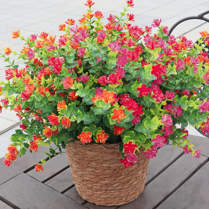 Artificial Flowers for Outdoors, 12 Bundles UV Resistant Realistic Faux Plants for Outside Porch Planter, Spring Summer Home Garden Decoration, Blue