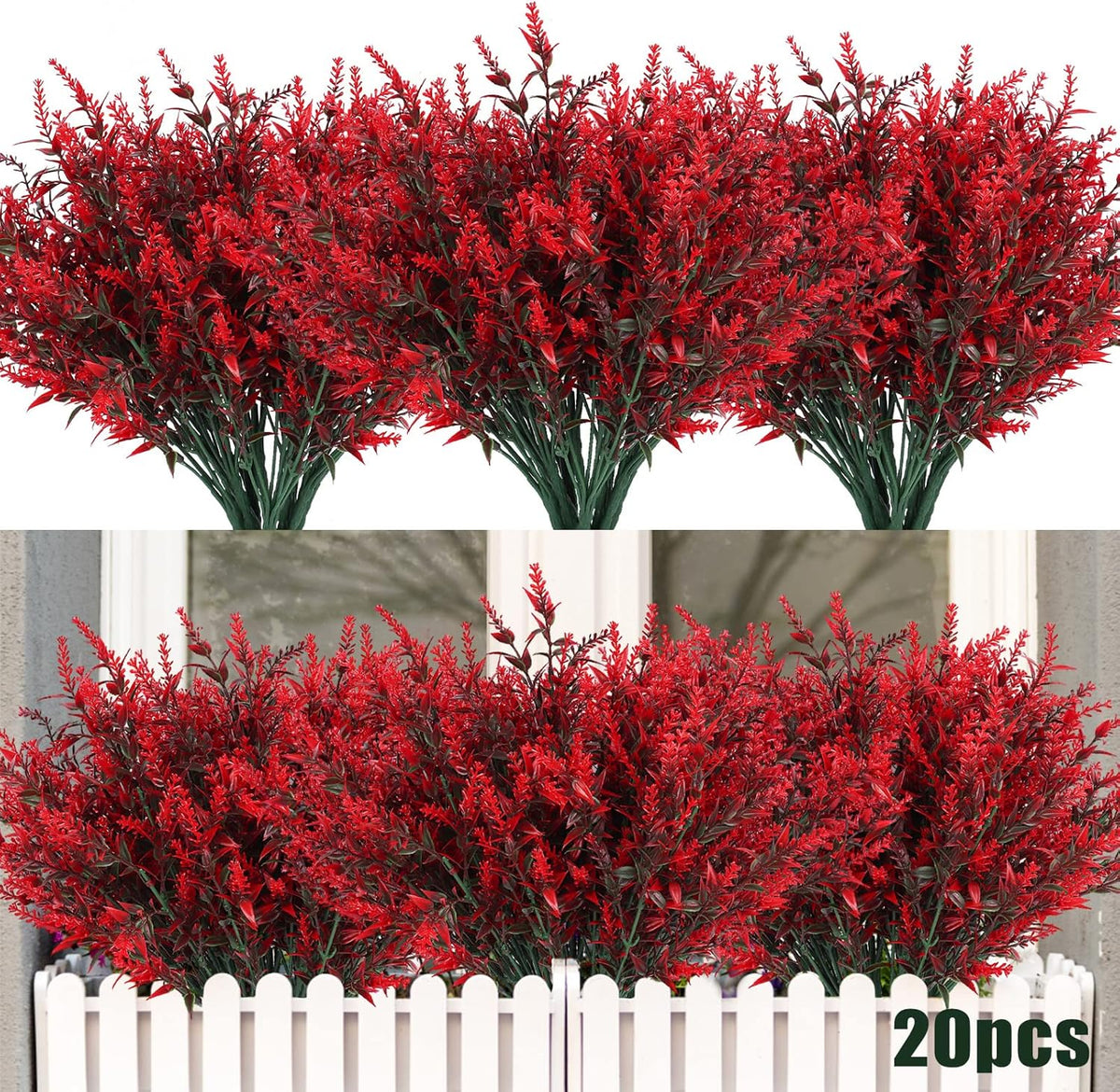 12 Bundles Artificial Lavender Flowers - UV Resistant Outdoor Fake Plants for Garden and Porch Decor