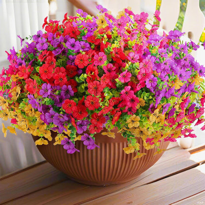 18 Pcs Artificial Mums Flowers Outdoor Plastic Fall Flowers Fake Mums Autumn Greenery Flower for Porch Window Box Farmhouse Thanksgiving Home Decor ((18, Orange)