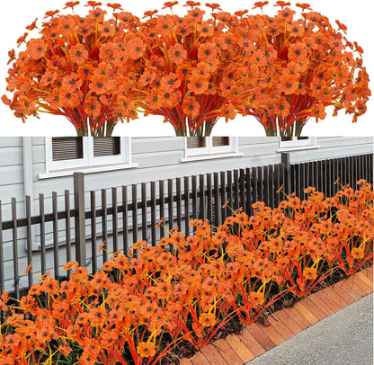 21 Bundles Artificial Outdoor UV Resistant Flowers No Fade Fake Outside Flowers Plastic Greenery Faux Shrubs Garden Porch Window Box Home Decoration(Purple)