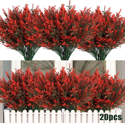 Outdoor Artificial Plant UV Resistant Fake Stems Plants, Faux Plastic Greenery for Indoor and Outdoor Hanging Plants Garden Porch Window Box Home Wedding Farmhouse Outdoor Decorations for Patio (Fuchsia)