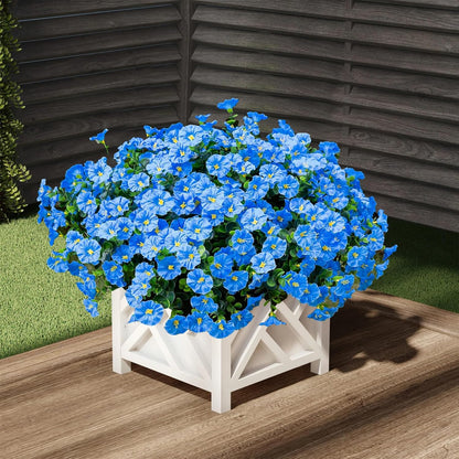 Artificial Outdoor Flowers 16 Bundles Fake Morning Glory Flower Outdoor UV Resistant Plastic Faux Flowers Plants for Decoration Indoor Outdoor Hanging Window Box Planter Home Porch Decor (Fuchsia)