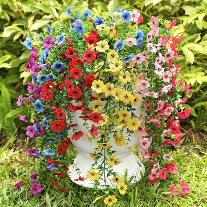 Artificial Flowers for Outdoors Spring Decor, 6 Bundles UV Resistant Realistic Fuax Silk Hanging Flowers, Fake Plants for Planter Indoor and Outdoor Garden Porch Patio Balcony Yard Farmhouse