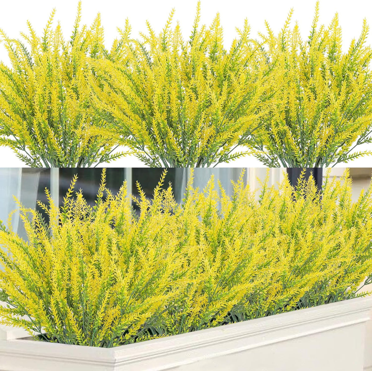 Ouddy Decor 24 Bundles Artificial Lavender Fake Flowers Faux Plastic Plants for Home Wedding Kitchen Garden Patio Window Box Office Table Centerpieces Indoor Outdoor Decor, Gray Purple
