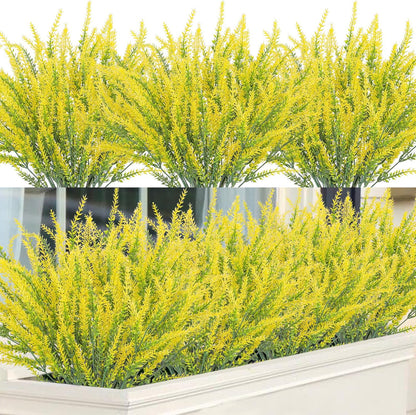 Ouddy Decor 24 Bundles Artificial Lavender Fake Flowers Faux Plastic Plants for Home Wedding Kitchen Garden Patio Window Box Office Table Centerpieces Indoor Outdoor Decor, Gray Purple