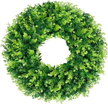 DDHS 20" Boxwood Wreaths Front Door Artificial Spring Wreath. Wreaths for Front Door Farmhouse Wedding Green Year Round Indoor Outdoor for Summer Wreath St Patricks Day Decorations -(Hello Sign)