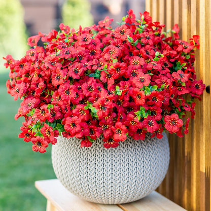 Artificial Flowers for Outdoors Fake Plants - 16 Bundles Faux Outside Greenery Boxwood No Fade Plastic Shrubs Fall Decor Farmhouse Home Garden (Blue)