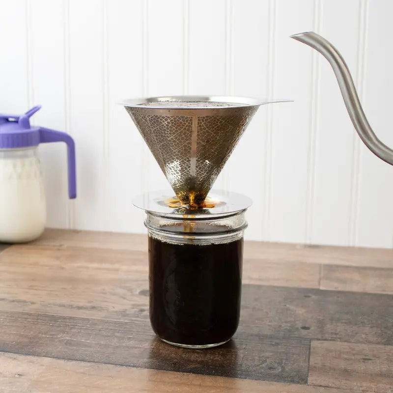 Pour Over Drip Coffee Stainless Steel Filter for Wide Mouth Glass Jars