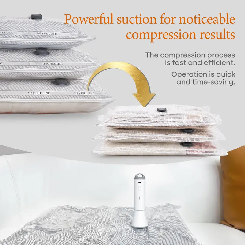 Cordless Travel Vacuum Bag Set with Rechargeable Air Pump, Space Saving Storage Bags