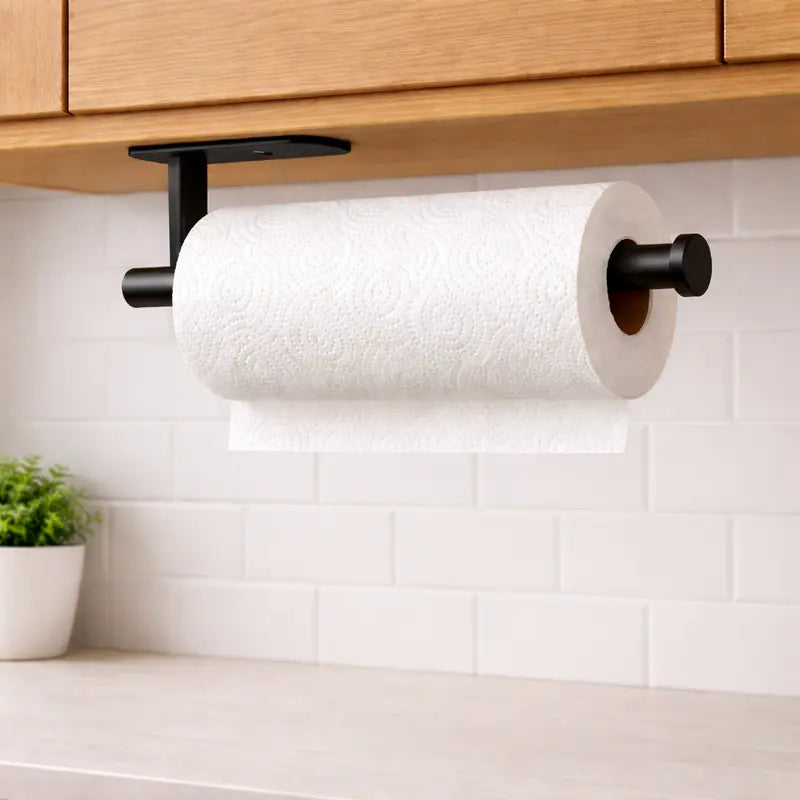 Self-Adhesive Paper Towel Holder Under Cabinet - SUS304 Stainless Steel Wall Mount Rack