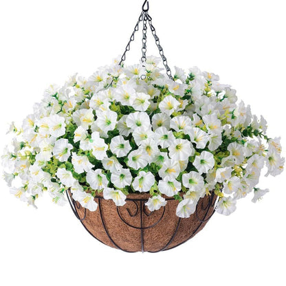Vibrant Silk Morning Glory Basket Outdoor Decor Bundle