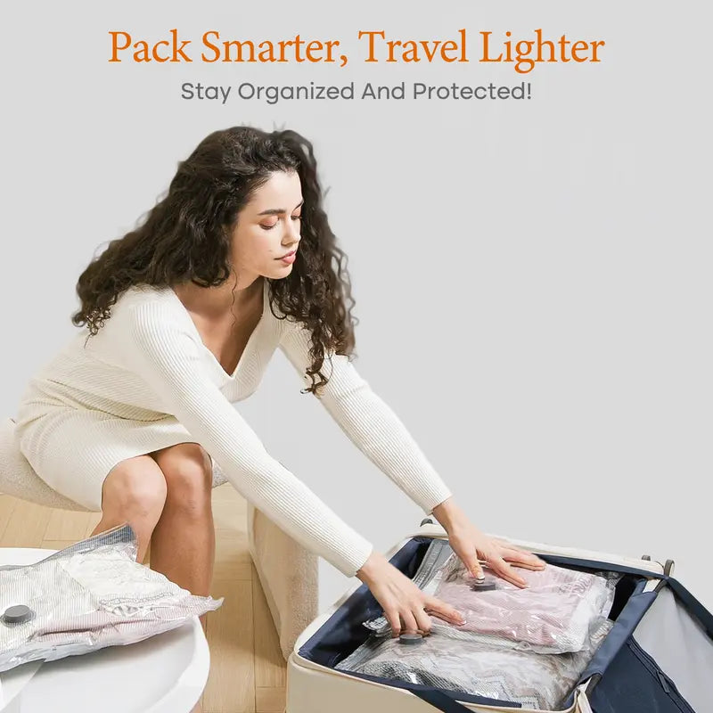 Cordless Travel Vacuum Bag Set with Rechargeable Air Pump, Space Saving Storage Bags