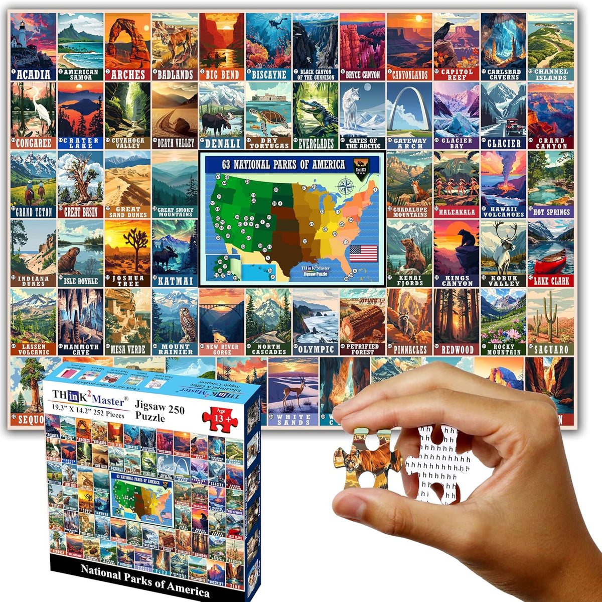 Colorful Dinosaurs 250 Pieces Jigsaw Puzzle for Kids and Adults, 14.2” X 19.3”