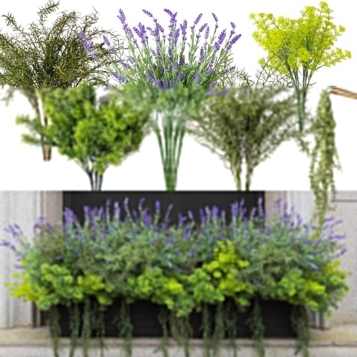 PARTY JOY 19 Bunches Fake Plants Outdoor, Fake Bushes UV Resistant Artificial Lavender Flowers Greenery Shrubs Faux Greenery for Outdoor Garden Patio Front Porch Yard Decor