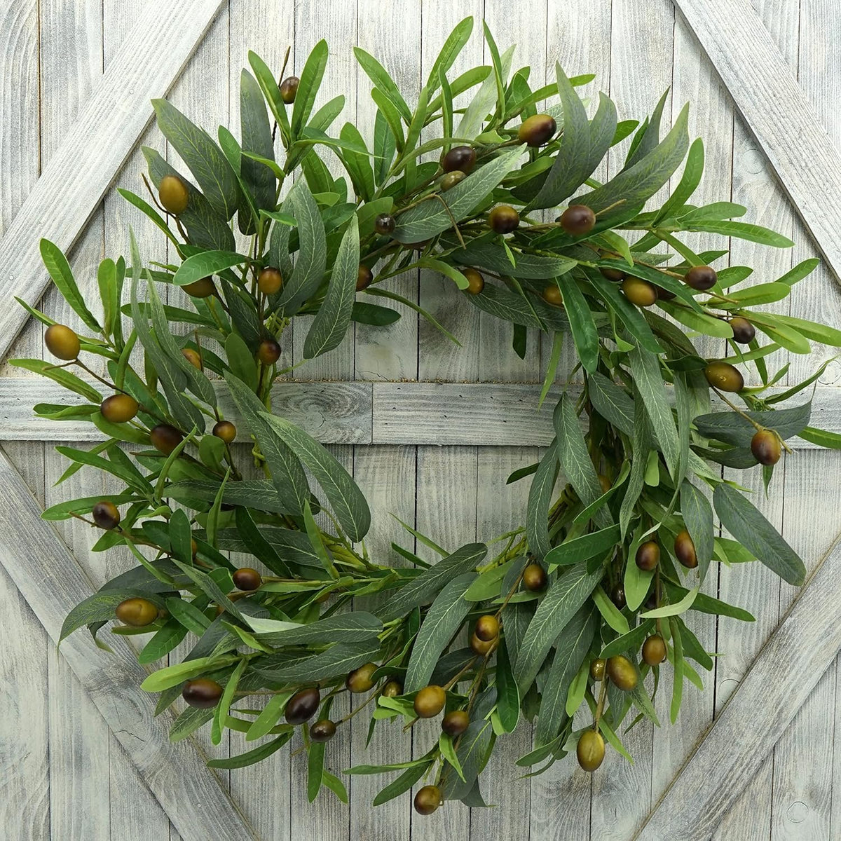20 inch Spring Summer Wreaths for Front Door Floral Wreath with Colorful Wildflowers, Eucalyptus Leaves, Olive Leaves, Small Berries for Indoor Outdoor Farmhouse Home Wall Window Festival Decoration