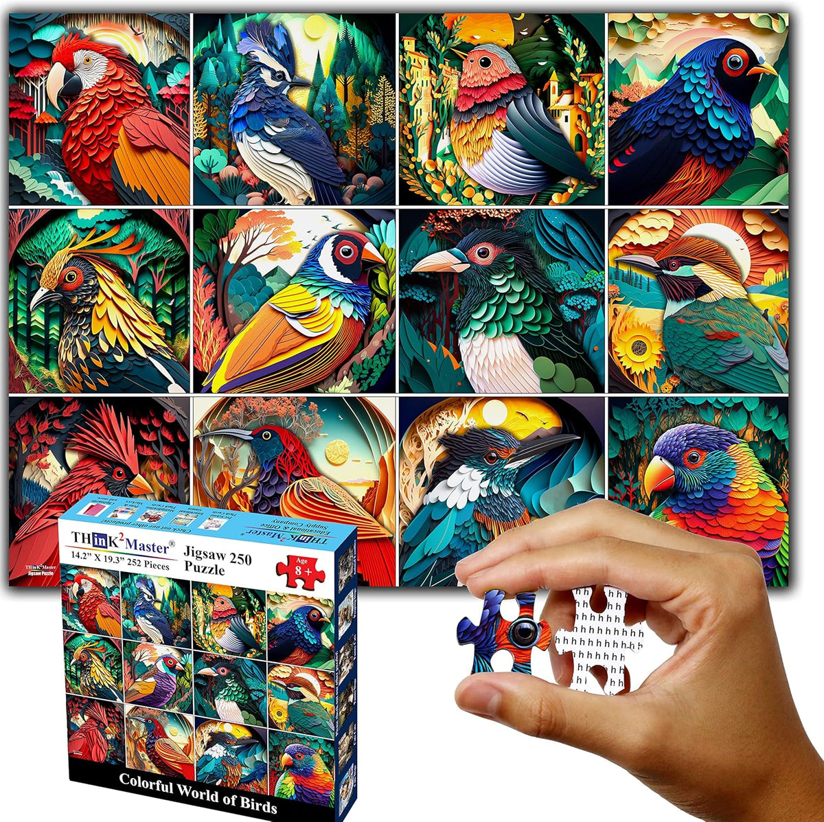 Colorful Dinosaurs 250 Pieces Jigsaw Puzzle for Kids and Adults, 14.2” X 19.3”