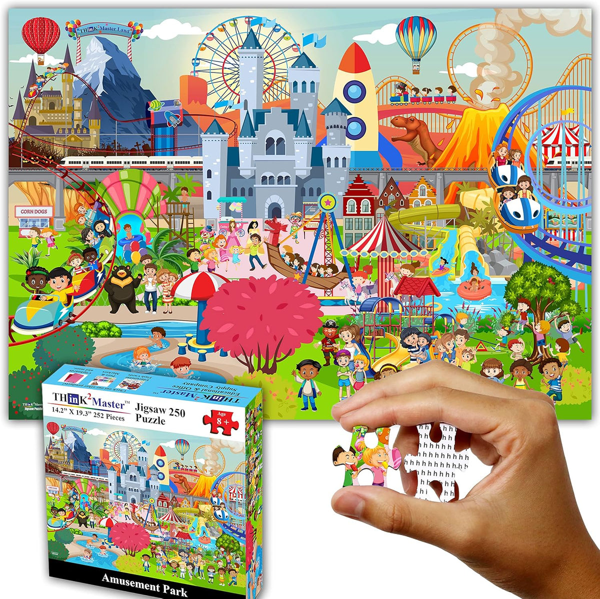 Colorful Dinosaurs 250 Pieces Jigsaw Puzzle for Kids and Adults, 14.2” X 19.3”