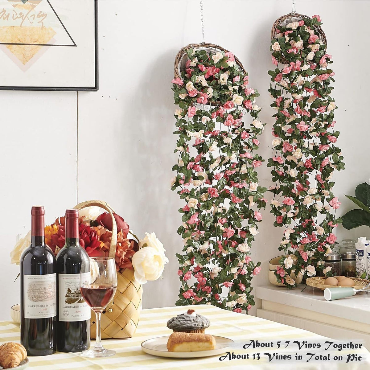 Realistic Artificial Rose Flower Garland Outdoor Decor Statement